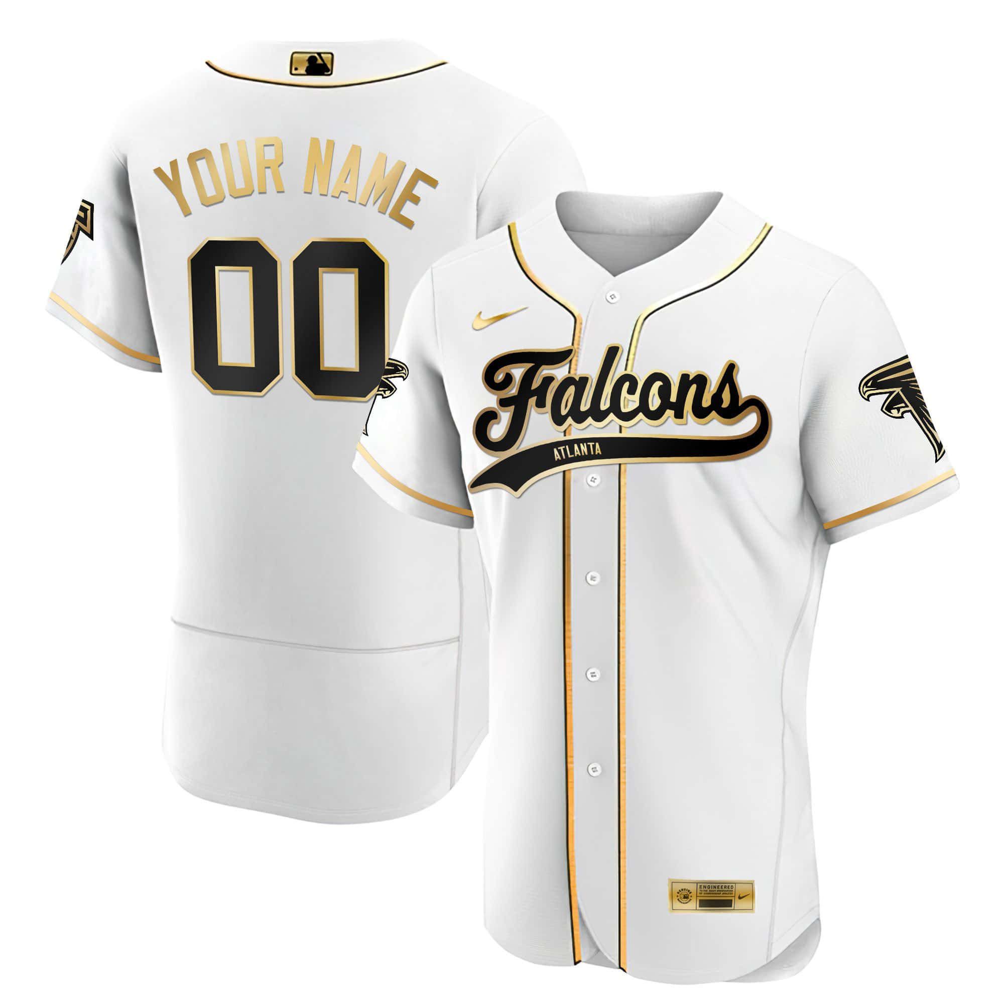 Men Atlanta Falcons White Gold 2024 Nike Baseball Elite Custom NFL Jersey